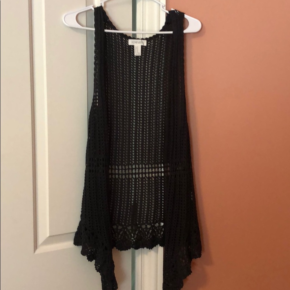 Grey knit sleeveless cardigan
